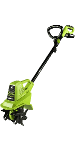 Earthwise Power Tools by ALM TC70020IT 20-Volt 7.5-Inch Cordless Electric Garden Tiller Cultivator, (2AH Battery & Fast Charger Included), Green