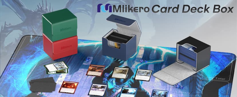 Mlikero Card Deck Box, Commander Deck Box Holds 100+ Double-Sleeved Cards with Divider, Leather Magnetic Closure Card Box Fit for MTG, TCG (Red)