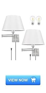 TRLIFE Wall Sconce Plug in, Dimmable Wall Sconce Wall Lights with Plug in Cord and Dimmer On/Off Knob Switch, Swing Arm Wall Light for Bedside Bedroom Stairway Living Room(1 Pack, 1 Bulb Included)