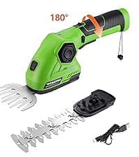 WORKPRO Cordless Grass Shear & Shrubbery Trimmer - 2 in 1 Handheld Hedge Trimmer Electric Grass Trimmer Hedge Shears/Grass Cutter Rechargeable Lithium-Ion Battery and Type-C Cable Included (Green)