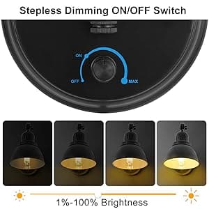 Plug in Wall Sconces, Wall Sconce Lighting with Dimmable On Off Switch, Swing Arm Wall Lamp, Black Metal Industrial Wall Light Fixtures, Safety E26 Base, 6FT Plug in Cord