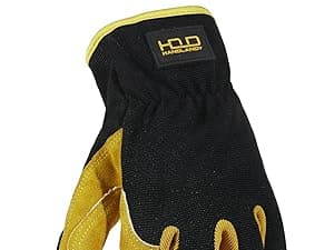 HANDLANDY Men Leather Gardening Gloves, Utility Work Gloves for Mechanics, Construction, Driver, Dexterity Breathable Design