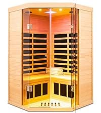Outdoor Sauna 3 Person Infrared Sauna, Infrared Saunas for Home, 1950W Low EMF Far Infrared Sauna Old Fir Wooden Sauna with Beauty Red Light, Foldable Seat, Bluetooth, Chromotherapy Lamp, Reading Lamp