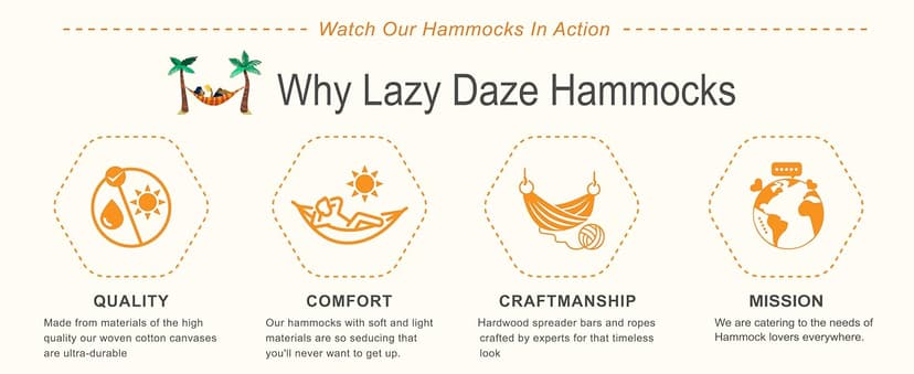 Lazy Daze Hammocks Double Rope Hammock, 2 Person Traditional Outdoor Hand Woven Cotton Rope Hammock with Spreader Bar, Chains, Tree Straps for Patio Yard - Max 450 Lbs, Tan