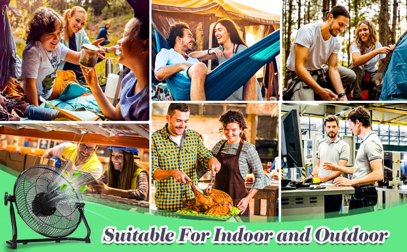 12'' Solar Powered Fan with 20W Solar Panel, Portable Battery Operated Cordless Outdoor Fan for Camping, Home, Patio, Worksite - Stepless Speed, Metal Construction and Aluminum Blades