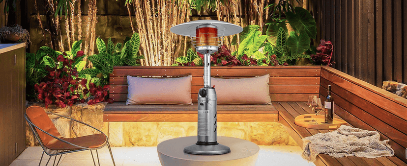 Magshion Portable Tabletop Patio Heater, 11,000 Btu Outdoor Heaters Stainless Steel Outside Gas Heater with Safety Tilt Switch and Burner Screen Guard for Commercial and Residential (Silver)