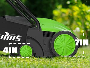 SOYUS Electric Dethatcher and Scarifier with 30L Collection Bag, 13-Inch 12 Amp 2-in-1 Corded Lawn Dethatcher with 4-Postion Depth Adjustment, Quick-Fold, Increases Lawn Health