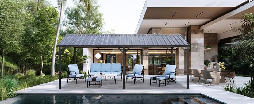 GREEN PARTY 10 x 20 ft Metal Carport Kits with Galvanized Steel Roof, Heavy Duty Metal Carport Canopy, Outdoor Car Tent Metal Garage Shelter for Car, SUV, Truck and Boats, Grey