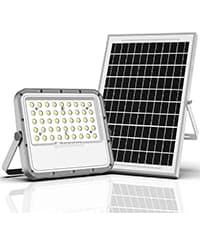 Engrepo Solar Lights Outdoor 10000LM Auto On/Off Dusk to Dawn Light with 20000mAh Battery, IP65 Waterproof Outside Solar Powered Security Flood Light with Remote Control for Wall Porch Shed Barn.