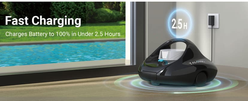 (2025 Upgraded) TALOSBO Pleco Se Cordless Pool Vacuum Cleaner Up to 130 Mins Runtime, Robotic Pool Cleaner with 2.5H Fast Charge, Ideal for Flat Above Ground and Inground Pools up to 861 Sq. Ft.