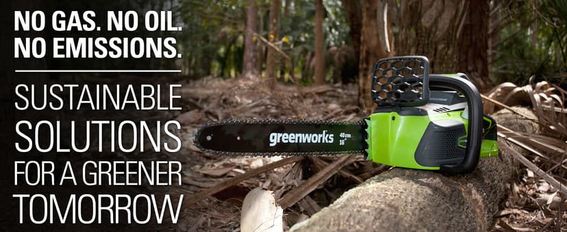 Greenworks 40V 16" Brushless Cordless Chainsaw, 4.0Ah Battery and Charger Included