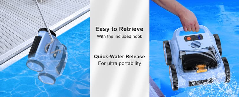 (2025 New) Robotic Pool Vacuum, Robotic Pool Cleaner for Inground Pools, Smart Navigation, Floor/Wall/Waterline Cleaning, 180 Mins Runtime for Pool Up to 2100 Sq.ft