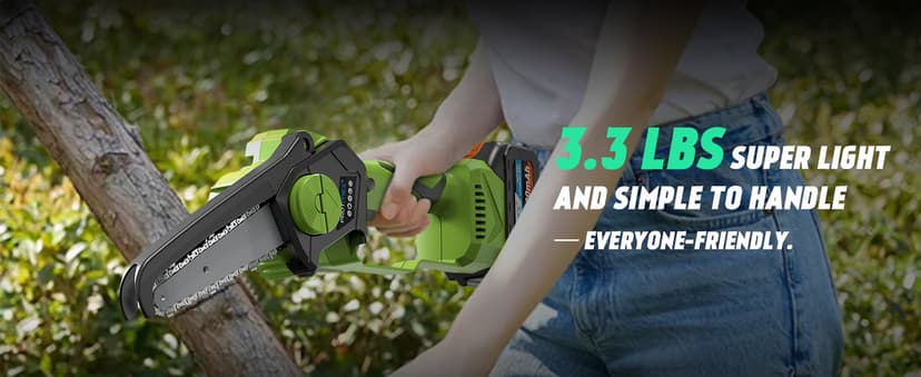 2-in-1 Cordless Pole Saw 8 Inch&Mini Chainsaw, with 2×4.0Ah 21V Battery and Charger, Brushless Motor, Total Reach of Max 15ft, Electric Pole Saw for Tree Trimming and Hedge Cutting