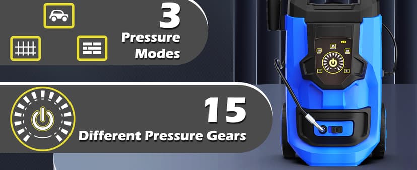 Pressure Washer, 5000PSI 3.2GPM Adjustable Touch Screen with 55FT Total Length Power Washer Electric Powered 4 Nozzles for Driveways Furniture or Cars 2000W