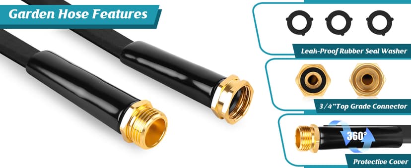 Garden Hose Non-Expanding 100ft, Flexible Garden Hose with 10 Function Hose Nozzle, Lightweight, Kink Free and Water Hose for Outdoor,Yard, Lawn, Car Wash, Marine,and Camper Use