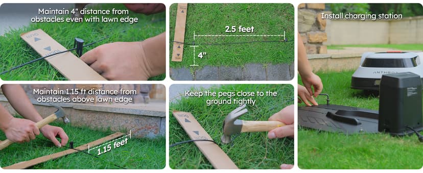 Robot Lawn Mower with Max 180m Stable Boundary Wire - Recommended 550㎡, Max 900㎡, 300% Higher Efficiency of Grid-Shaped Mowing Path, Automatic Robotic Lawn Mower with Auto Mapping & Recharge