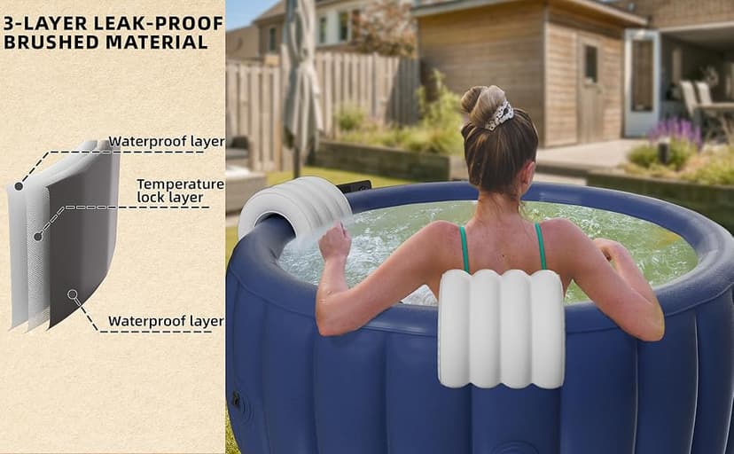 2-4 Person Inflatable Hot Tub, Portable Outdoor Spa with 146 Soothing Air Jets(73" x 28"), Portable Hot Tub with Cover and Heater Pump, Blue