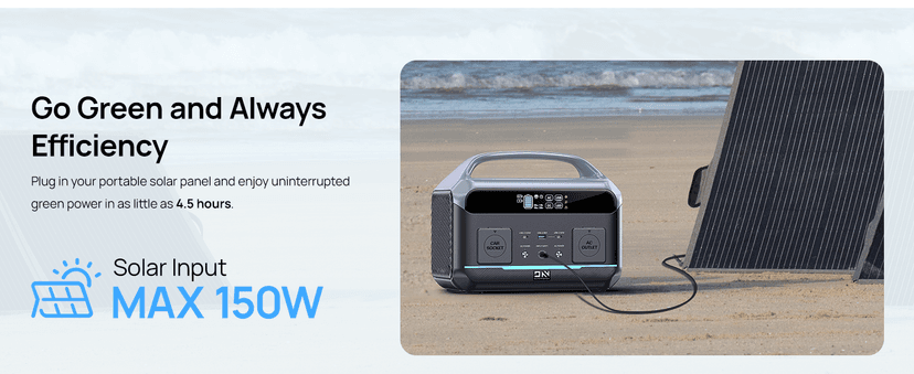 Portable Power Station 600W(Surge 1200W), 576Wh LiFePO4 Battery, <10 MS UPS/ 1 Hour Fast Charging, 100W USB-C Output, Solar Generator for Home Backup, Camping & RVs, Off-grid Power Outage, CPAP