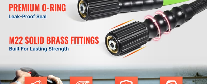 YAMATIC Upgraded Flexible Pressure Washer Hose 50 FT 3400 PSI, 1/4" Wear & Kink Resistant Power Washer Hose with Heat Protect Sleeve, Durable Replacement Hose for Uberflex Flexzilla Ryobi
