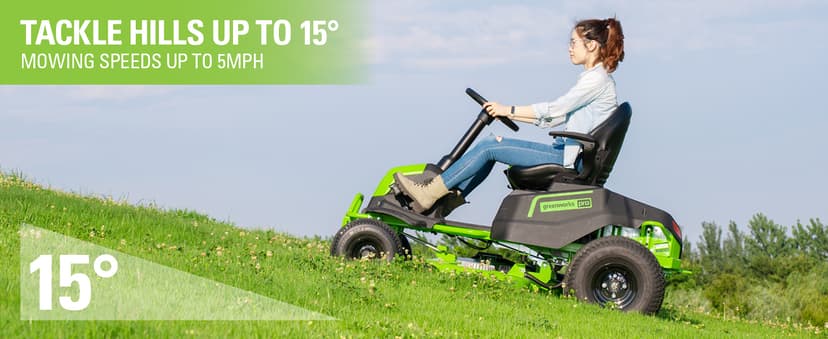 Greenworks PRO 80V 42” Electric Lawn Tractor, Riding Lawn Mower with (4) 5.0Ah Batteries and (600W) Plug in Charger
