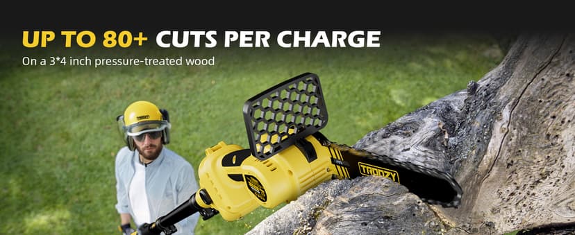 Cordless Pole Saw & Mini Chainsaw 2-IN-1, 21V 3Ah Battery Powered 6 Inch Brushless Electric Rotatable Pole Saw, 15-Foot Max Reach & Multi-Angle for Tree Branches Pruning, Wood Cutting