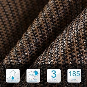 FAIR WIND Shade Cloth 90% Sun Shade Fabric Privacy Screen Shade Cover Patio Canopy with Grommets Shade Net for Garden Outdoor Pergola 6 x 6 FT - Grey