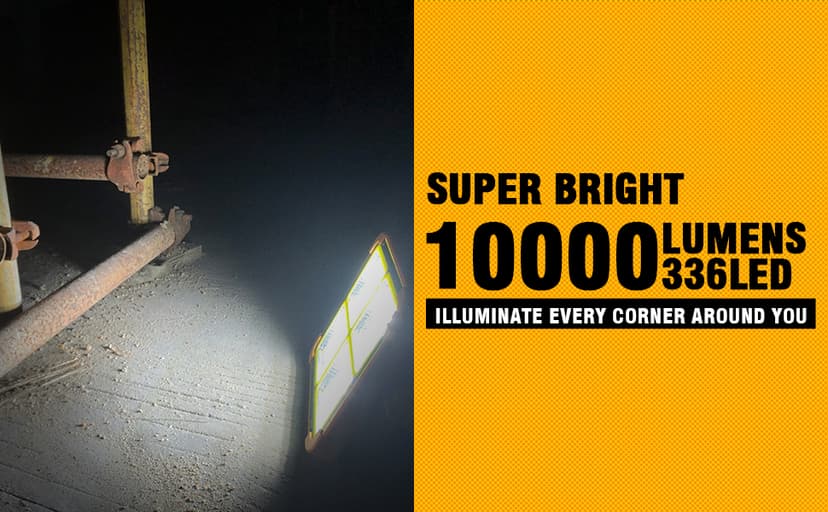 Portable LED Work Solar Light 100W 16500mAh 10000 LM with Stepless Brightness Job Site Battery Rechargeable LED Floor Light for Emergency Worklight for Hurricane Father's Day Gift