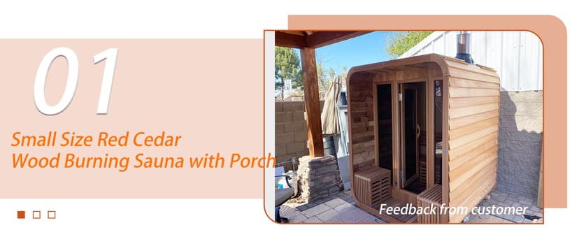 Customize Luxury Outdoor Sauna 6-10 Person, Canadian Hemlock, Red Cedar Sauna, Porch Option, Glass Window Option, Wood Burning Stove or Harvia Heater with Rocks, Extra Large Backyard Saunas (0-195 °F)