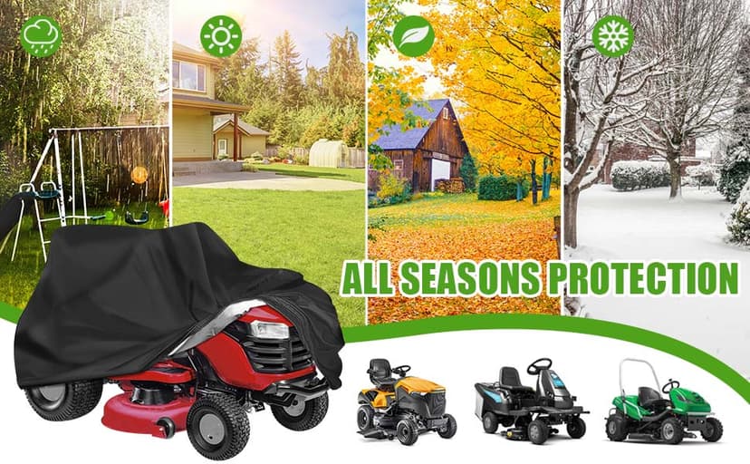 Outdoors Lawn Mower Cover Waterproof Heavy Duty 210D Polyester Oxford UV Protection Lawn Tractor Cover Fits Decks Up to 54" with Drawstring and Storage Bag