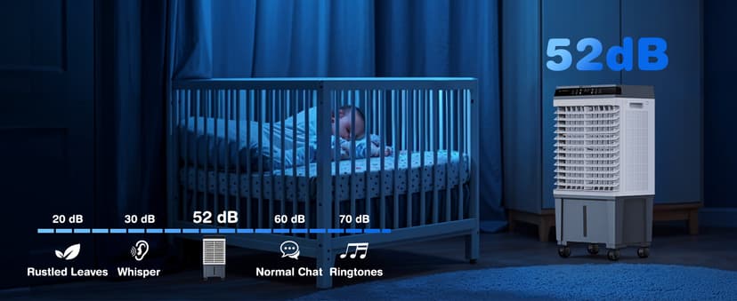 Air Choice Swamp Cooler, 1800 CFM Portable Evaporative Air Cooler with 6 Ice Box & 5.3 Gal Water Tank, 110° Swing, 3 Speeds, Upgraded Remote, 12H Timer, 3-in-1 Air Cooling Fan for Outdoor Indoor, Blue