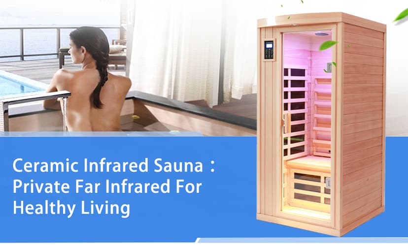 Ceramic 1 Person Infrared Sauna Far Infrared Saunas for Home Hemlock Wood Indoor Sauna Room 2 in 1 Sauna with Low EMF Heaters + Ceramic Heating Cube-Chromotherapy-Bluetooth Speaker
