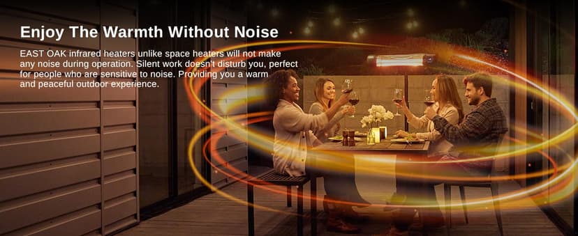 EAST OAK Electric Patio Heater, 1500W Wall Mounted & Standing Outdoor Indoor Infrared Electric Heater with IP65 Waterproof, Overheating Protection & Tip-over, 3 Heat Settings & 24H Timing