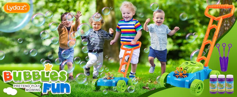 Lydaz Bubble Lawn Mower for Toddlers 1-3, Outdoor Bubble Blower Machine for 1 Year Old Boys Toy Gifts, Kids Easter Push Summer Outside Garden Toys, Birthday Gifts for Preschool Baby Boys Age 1 2 3