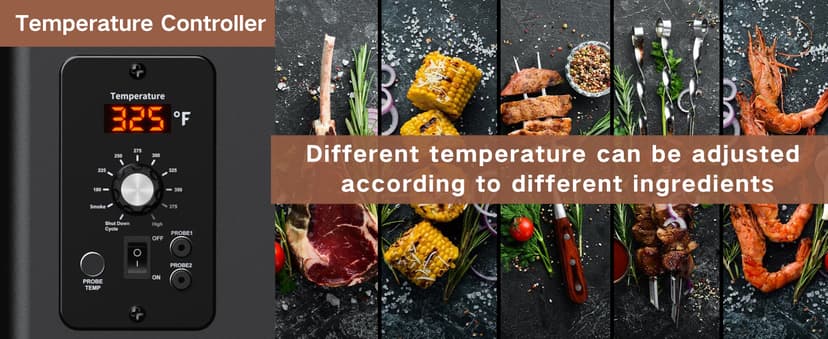 KingChii Portable Electric Wood Pellet Grill & Smoker with Foldable Legs, 456 SQ.IN Grill Capacity, with PID Temperature Control (180-425°F) for Backyard Camping Bake and Roast, Black with Cover