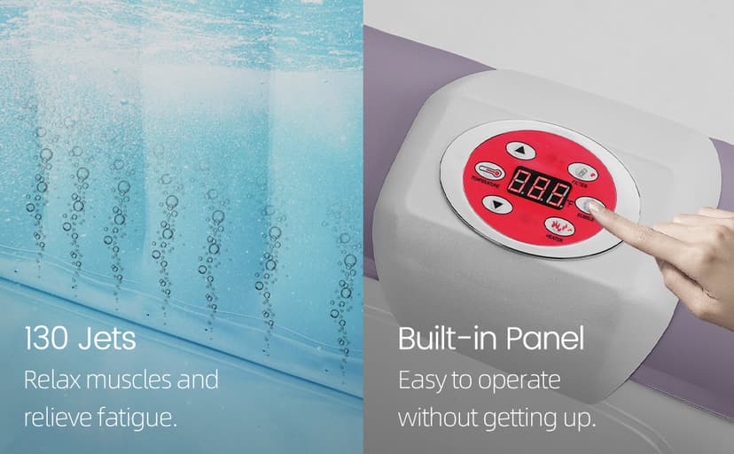 82" Inflatable Hot Tub for 4-6 People, Portable Outdoor Spa with 130 Soothing Bubble Jets, Smart Heating up to 104°F, with Insulated Cover, 6 Filters, PE Floor Mat, 110-120V Input (Laminated PVC)