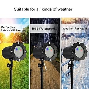 Laser Outdoor Moving RGB Christmas Projector Light - 3 Color Motion Firefly Decorative Lights Show for Halloween, Christmas, Holiday, Garden, Patio