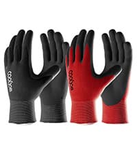 COOLJOB Gardening Gloves for Men, 2 Pairs Breathable Rubber Coated for Garden Weeding Landscaping, Outside Work for Lawn Yard, Men's Medium Size, Black & Red
