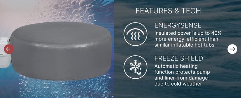 Coleman Ponderosa AirJet 2 to 4 Person Inflatable Hot Tub Round Portable Outdoor Spa w/ 120 AirJets & EnergySense Energy Saving Cover, Orange