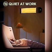 Electric Patio Heater with Remote Control - 1500W Carbon Infrared Outdoor Heaters for Patio, IP65 Waterproof, 2 Levels of Power - 120V Wall Mounted Space Heater for Bedrooms, Backyards, Garages, Black