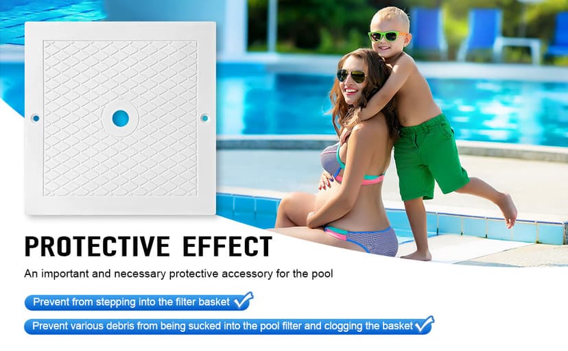 10'' Pool Skimmer Lid/Cover Replacement for Hayward SPX1082E, SP082 1083 1084 1085 SP1086, Square Skimmer Basket Deck Covers Plate for Inground Pools, Heavy Duty Plastic, White, 2 Pack