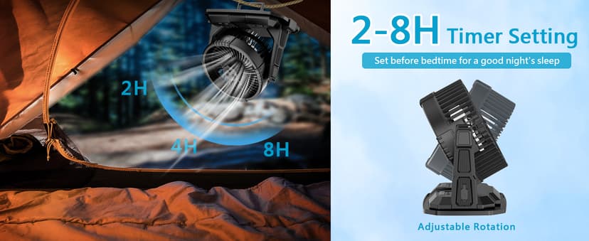 GHORA Portable Misting Fan with Remote,Camping Fan with 20000mAh Rechargeable Battery,9L Water Tank,4 Speed Levels,4 Spray Modes,RGB Lights for Fishing,Travel,Garden Parties,Outdoor Indoor Cooling