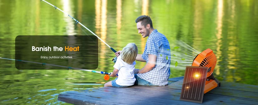 10800mAh Solar Powered Fan, 7W Solar Camping Fans & Led Lantern, 8-inch Rechargeable Fan with Solar Panel, Battery Operated Powered Outdoor Tent Fans for Camping Essentials Accessories