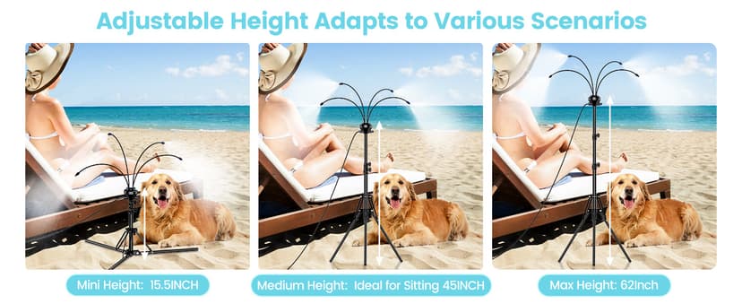 Standing Misters for Outside Patio - Adjustable 5.3FT Portable Misting System Cooling Outdoor 32.8Ft Stand Misting Long Water Line for Kids Mist Playing, Patio Cooling, Backyard, Porch, Sprinkler