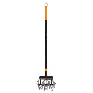 Fiskars Tiller Cultivator for Garden and Lawn, Extendable (40"- 60") Gardening Hand Tool, Telescoping Rotary Hand Cultivator Tool for Soil or Reseeding Grass