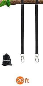 Tree Swing Hanging Straps Kit, Heavy Duty Holds 2200LBS 5FT Extra Long, with Safer Lock Snap Carabiners & Carry Pouch Bag