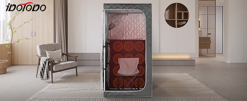 Full Size Portable Personal Infrared Sauna for Home, Personal Home Spa Tent with Remote Control, Heating Foot Pad, Foldable Reinforced Chair (Grey, L33.8 x W 33.8" x H 66.5"