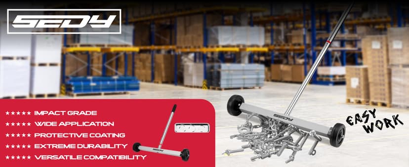 Magnet Sweeper Magnetic Nail Roller: 17-Inch Heavy Duty Magnet Nail Pickup Rolling Tool with Telescoping Adjustable Handle 8.8-Pound Capacity Ideal for Workshop Garage Yard Construction Cleanup