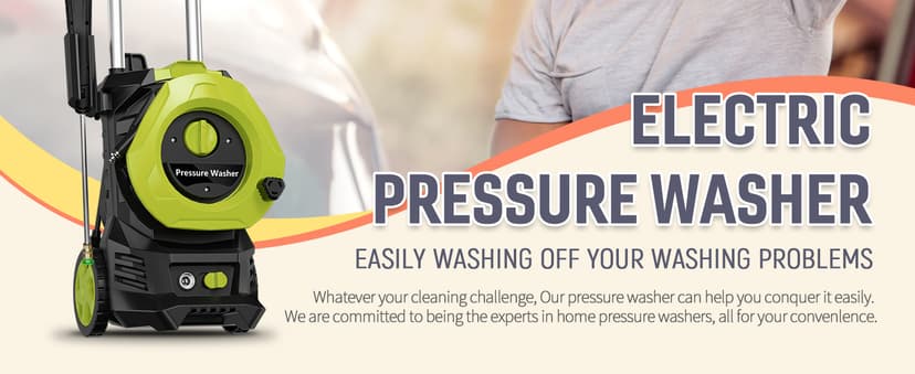 Electric Pressure Washer 4800PSI-Max 2.9GPM Power Washer with 25 Feet Hose,16.4 Feet Power Cord, Car Wash Machine Yellow Ideal Cleaning for Garden