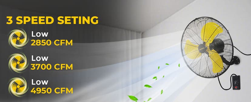 VENTISOL 20 Inch Wall Mount Fan Oscillating, High Velocity Industrial Wall Fan for Indoor, Commercial, Residential, Warehouse, Greenhouse, Workshop, Basement