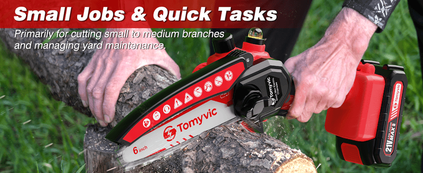 Electric Mini Chainsaw Battery Powered - 6 Inch Cordless Handheld Power Chain Saw With Charger For Trimming On Tree Branches, Wood Cutting, Pruning Limbs To Yard Clean-Up & Gift-Ready